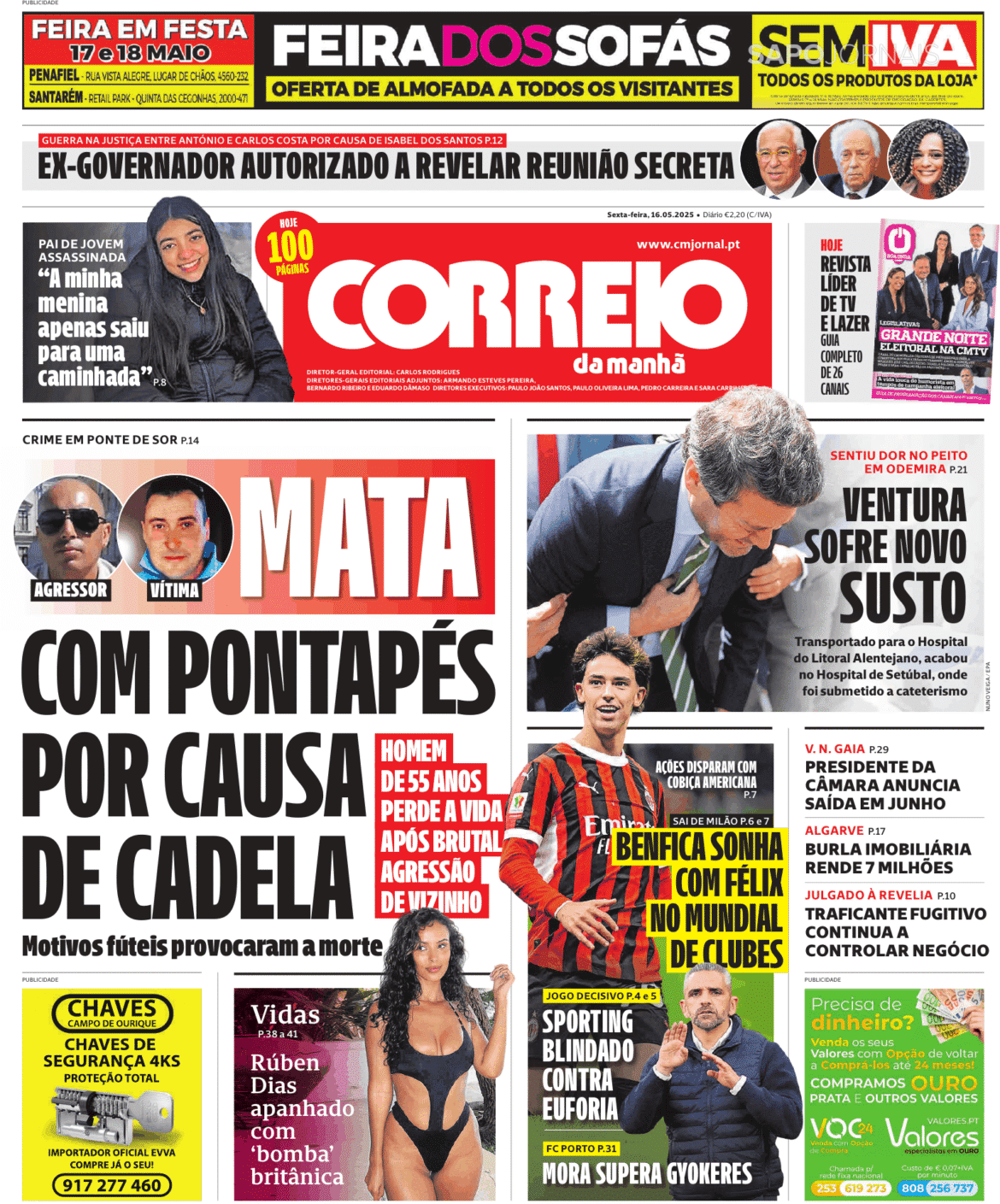 Correio da Manhã (16 mai 2025) - Jornais e Revistas - SAPO.pt - Última hora e notícias de hoje atualizadas ao minuto